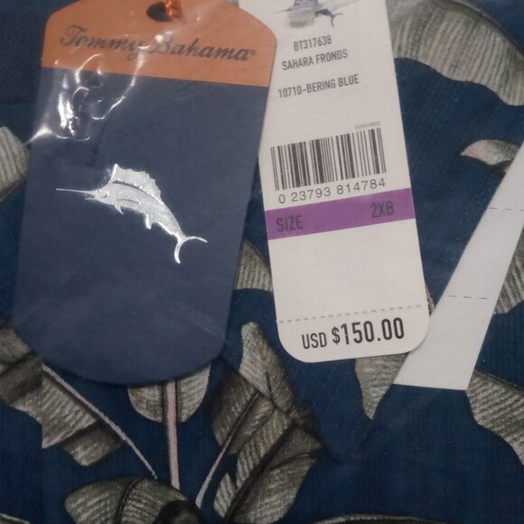 Tommy Bahama XL Hawaiian Shirt Bering Blue 2XB - Picture 2 of 3